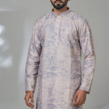 Men’s pastel mauve printed kurta with sequin detailing